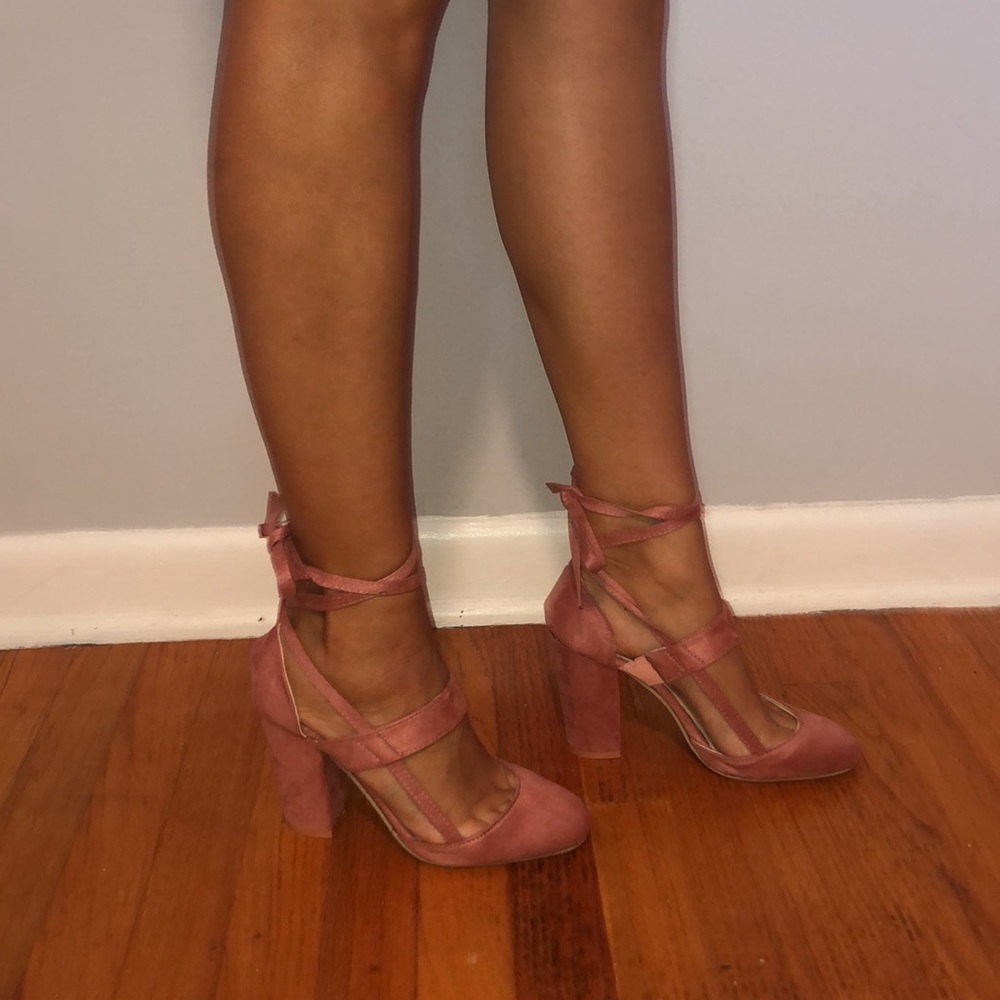 Mauve block heels